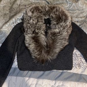 Cropped fur sweater